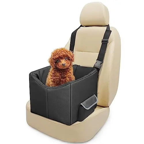 Produktbild: Babenest Hunde Autositz, Sehr Stabiler Auto Erhöhter mit Sicherheitsgurt für Kleine Hunde Reisen, Waschbarer und Große Kapazitäter Auto Hundekorb für Vorder und Rück (Schwaz, S)