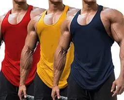 Produktbild: Babioboa Herren 3er Pack Gym Workout Tanktops Y-Back Muscle Tee Stringer Bodybuilding Ärmellose T-Shirts RYNB L