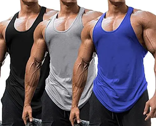 Produktbild: Babioboa Männer Workout Tank Top 3er Pack Gym Bodybuilding Ärmellose Muskel T-Shirts Sports Fitness Gym Jogging Trägershirt BGRBL XL