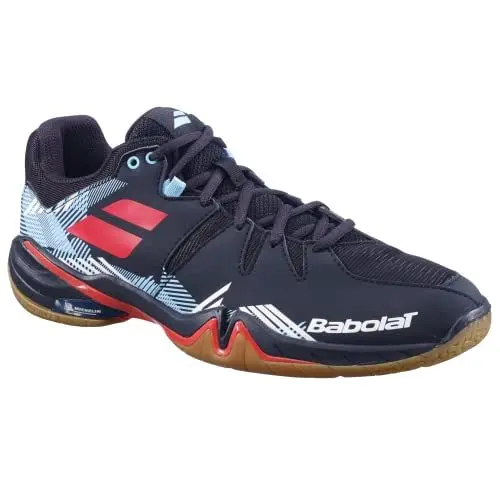 Produktbild: Babolat Shadow Spirit M, Herren Badmintonschuhe, Outdoor, Black/Tomato Red, 46.5 EU