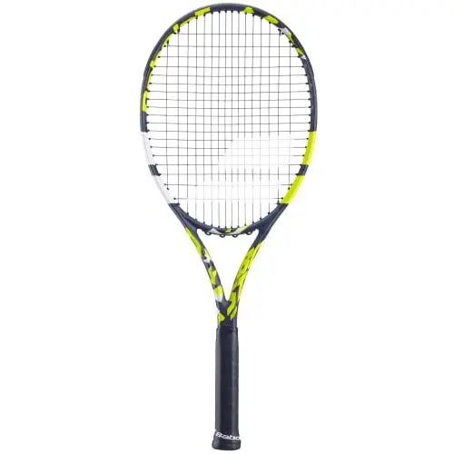 Produktbild: Babolat - Tennisschläger für Erwachsene Boost Aero - Leichter Schläger für Damen oder Herren - Besaitet und Rahmen aus Graphit für Leichtigkeit und Power beim Spielen - Größe 0 - Farbe: Grau/Gelb