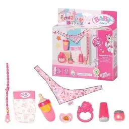 Produktbild: BABY born Accessoires Set, 8-teiliges Set mit Puppenzubehör inkl. Halstuch, Windel und Schnuller, 832851 Zapf Creation