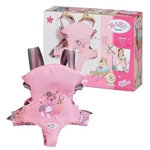 Produktbild: BABY born Babytrage, Puppentrage für Kinder mit 2 Blickrichtungen und verstellbarem Gurt in rosa und grau für 36 und 43 cm Puppen geeignet, 832462 Zapf Creation