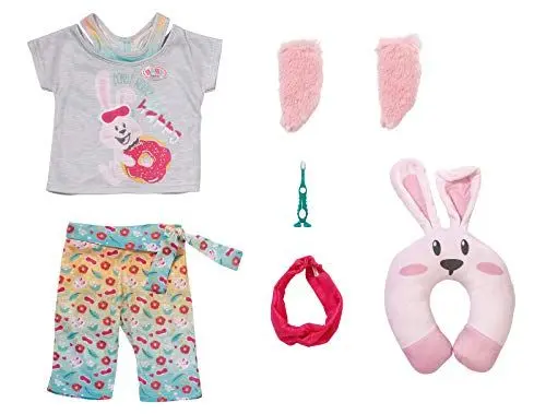Produktbild: BABY born Bath Deluxe Gute Nacht Set 43 cm, Puppenkleidung für 43 cm Puppen, Set aus Shirt, Hose, Stirnband, Socken, Zahnbürste und Nackenkissen, 829363 Zapf Creation
