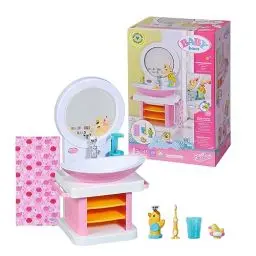 Produktbild: BABY born Bath Waschtisch, interaktiver Puppenwaschtisch mit Licht- und Soundfunktion, Zahnbürste, Zahnputzbecher, Seifenspender und Handtuch, 832707 Zapf Creation