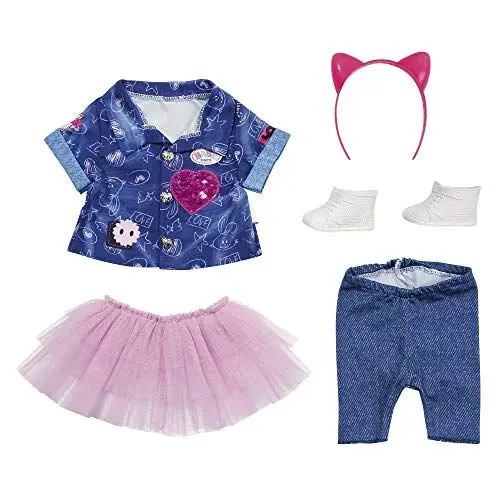 Produktbild: BABY born Deluxe Jeans-Kleid Spiel Set für 43cm Puppe - Einfach für Kleine Hände, Kreatives Spiel fördert Empathie & Soziale Fähigkeiten, für Kleinkinder ab 3 Jahren - Inklusive Shirt & mehr
