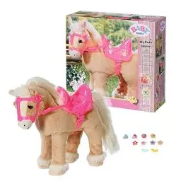 Produktbild: BABY born, Puppenpferd, BABY born My Cute Horse, interaktives Pferd mit Lauf-und Soundfunktion, Plüsch, rosa Sattel und Zaumzeug sowie Pins zum Dekorieren, 831168, Zapf Creation