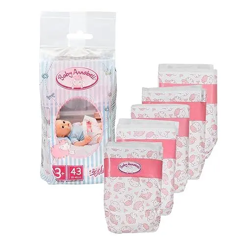 Produktbild: Baby Annabell, 5 Puppenwindeln mit Schaf-Motiv und Klebestreifen, für 43 cm Puppen, 703038 Zapf Creation