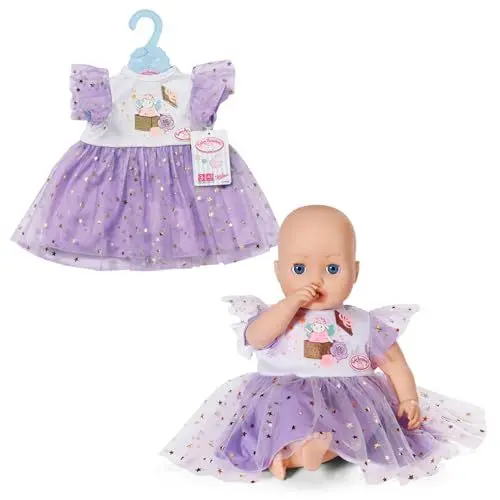 Produktbild: Baby Annabell Kleid Tutu lila 43cm, Puppenkleid mit Tüll und Sternen für 43 cm Puppen, 710296 Zapf Creation