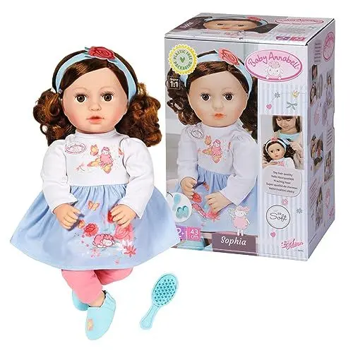 Produktbild: Baby Annabell Sophia brünett 43cm, weiche Puppe mit Langen braunen Haaren, inkl. Puppenkleidung, Haarband und Bürste, 707234 Zapf Creation