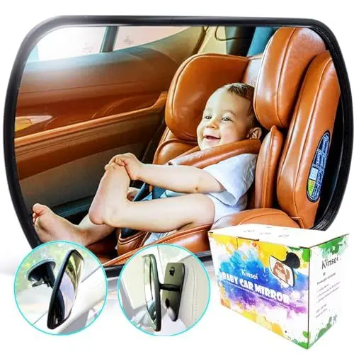 Produktbild: Baby Autospiegel - Rückspiegel Baby Auto Rücksitz Spiegel - Kinderbeobachtungsspiegel breit konvex und bruchsicher - 2 Wege der Verbindung für Rück- und Vorwärtsgerichtet