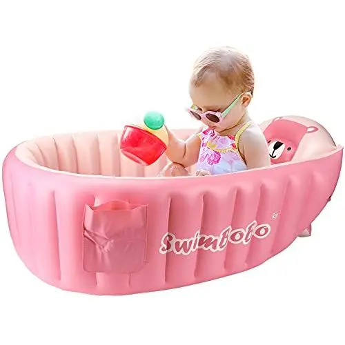 Produktbild: Baby Badewanne, Swimbobo Aufblasbare Badewanne Baby Schwimmbad Summer Schwimmbecken, Tragbar Faltbar Badewanne und Anti-Rutsch, für Baby, Neugeborene, Jungen und Mädche, 6 bis 60 Monaten (Rosa)