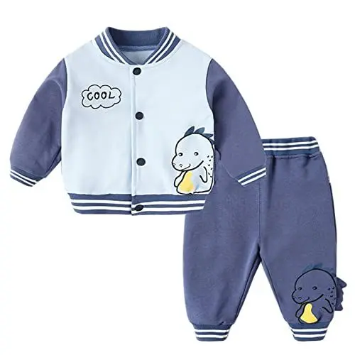 Produktbild: Baby Boys Girls Clothes Set Toddler Children Long Sleeve Baseball Coats Outer Outwear Cartoon Trousers Pants Outfit Set 2PCS Clothes Infant Cute Fall Outfits A-161