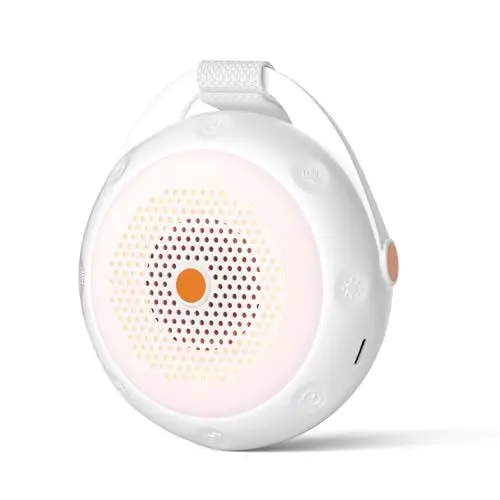 Produktbild: Baby Einschlafhilfe mit Nachtlicht | Weiches Silikongehäuse | 12 beruhigende Klänge | Timer & Kindersicherung | White Noise Machine Baby (Orange)