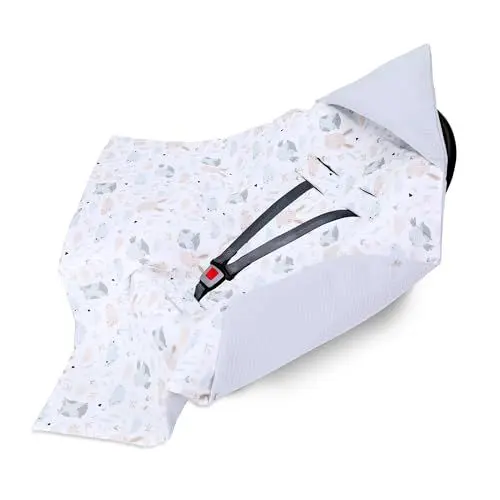 Produktbild: Einschlagdecke Babyschale Baby Decke 90x90 cm - Atmungsaktive Sommerdecke Blanket für Kinderwagen und Autositz Ganzjahres für Neugeborenen und Kleinkinder Eule Grau