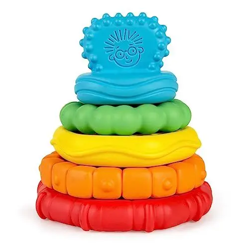 Produktbild: Baby Einstein 12356 Stack & Teethe, Beißring-Set mit unterschiedlichen Strukturen, leicht zu greifen, 5-teilig, Beißring und Spielzeugset zum Stapeln, mehrfarbig, 90 g