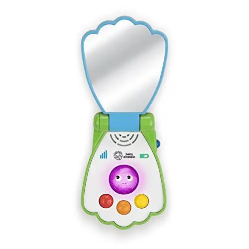 Produktbild: Baby Einstein 13146, Ozean Explorers Shell Phone, Sounds und Lichter, 3 Sprachen – Englisch, Französisch, Spanisch, ab 6 Monaten Ocean Spielzeugtelefon, Medium