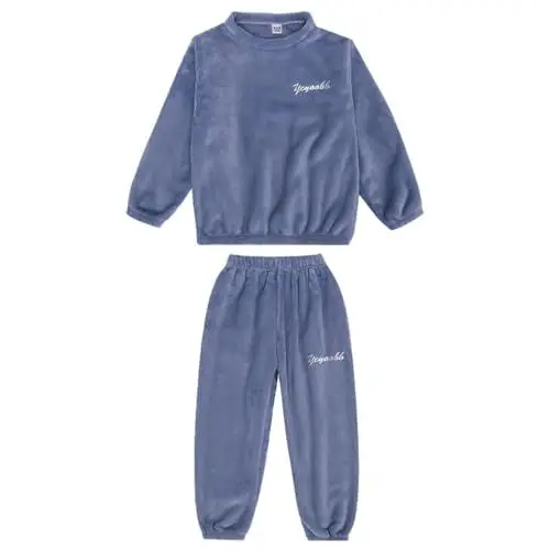 Produktbild: Baby Flannel Zweiteiliger Schlafanzug Kleinkind Kinder Mädchen Jungen Niedliche Pyjama Set Herbst Winter Fleece Schlafanzüge Nachtwäsche Set 50 (Grau, 13-14 Years)