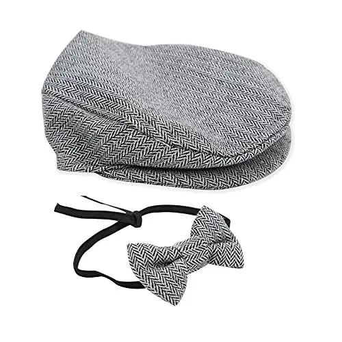 Produktbild: Baby Fotografie Requisiten Flache Kappe Monatlicher Junge Fotoshooting Outfits Kleinkind Flache Kappe Gentleman Hut Fliege(#1)