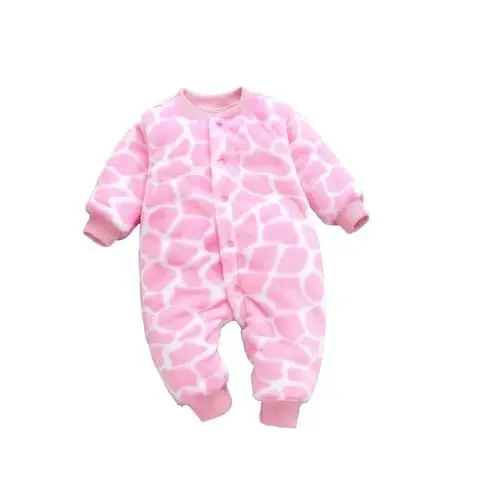 Produktbild: Baby Jungs Klamotten Neugeborenen Baby Mädchen Strampler Winter Flanell Overall Tuch Polka Dots Outfits Pyjamas Warme Schneeanzug Overall Mantel Kinder Overall 98 (Pink, 3-6 Months)