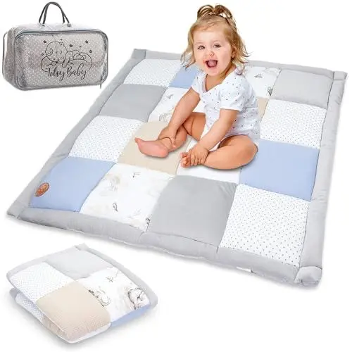 Produktbild: Krabbeldecke Spielmatte Krabbelmatte für Baby Kinder - Babies Patchworkdecke Bodenmatte Spieldecke Play Mat für Kinderzimmer und Laufgitter Oeko-Tex 100x100 cm