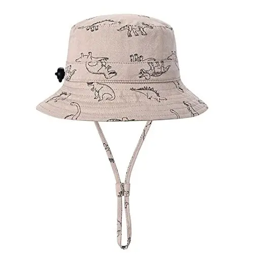 Produktbild: Baby Mädchen Mütze Kleinkind-Dinosaurier-Druck-Beckenhut im Freien, Sonnenblende, Verstellbarer Fischerhut, Kinder-Sonnenschutz, Hut und Mütze Mützen Mädchen Türkis (Khaki, 2-4 Years)