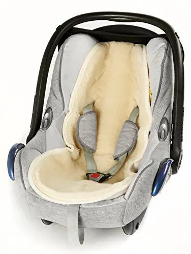 Produktbild: Baby Merino Universaleinlage, Einlage für Kindersitz, Babyschale, Babytrage, Kinderwagen, Buggy, Flor aus 100% Schurwolle - Alternative zu Lammfell, Natur