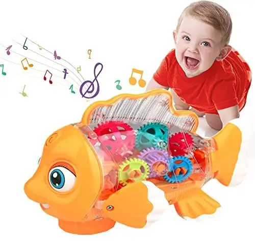 Produktbild: Baby Musik Spielzeug,Kriechendes Musikalisches Babyspielzeug für Kleinkinder 6 9 12 18 Monate Krabbel Musikspielzeug Geschenk 1 2 3 Jahre mit Lichtern und Musik-Augen,Armen und Schwanzbewegung