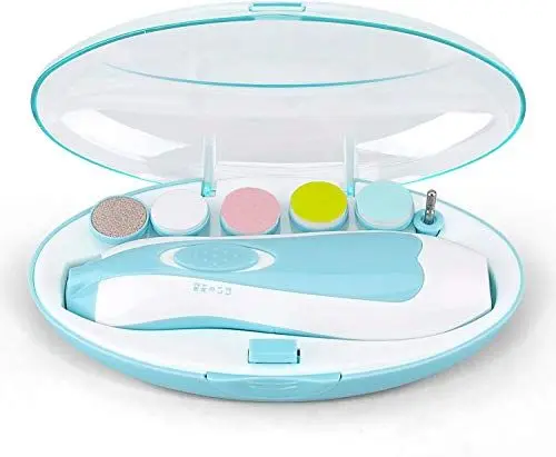 Produktbild: Baby Nagelfeile - RIGHTWELL Elektrischer Baby Nagelknipser mit LED-Frontlicht - Sicher und Leise, Baby-Nagelschneider mit 6 Schleifköpfen für Neugeborene, Kleinkinder