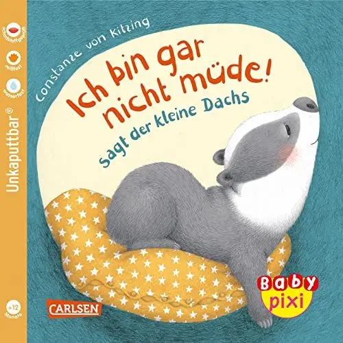 Produktbild: Baby Pixi (unkaputtbar) 121: Ich bin gar nicht müde! sagt der kleine Dachs: Baby-Buch zum Mitmachen ab 12 Monaten (121)
