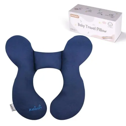 Produktbild: KAKIBLIN Baby-Reisekissen, Baby-Nackenkissen, Baby-Kopfstütze für Autositz, Baby-Nackenstützkissen für Autositz, Kinderwagen, Dunkelblau
