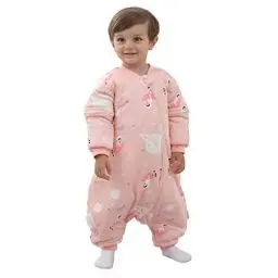 Produktbild: Baby Schlafsack mit Beinen Warm gefüttert winter kinder schlafsack abnehmbaren Ärmeln，Junge Mädchen Unisex Schlafanzug (Pink,18-36 Monate(baby height 85-95cm))