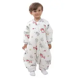 Produktbild: Baby Schlafsack mit Beinen Warm gefüttert winter kinder schlafsack abnehmbaren Ärmeln，Junge Mädchen Unisex Schlafanzug (White,2-4 Jahre(baby height 95-105cm))
