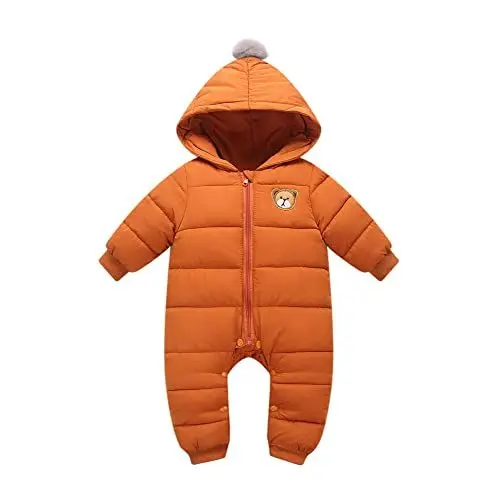 Produktbild: Baby Schneeanzüge Winter Overalls mit Kapuze Strampler Langarm Jumpsuit Baumwolle Zippers Outfits 3-6 Monate, Braun