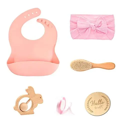 Produktbild: Baby Set Mädchen,Neugeborenen Geschenk Mädchen (7 StÜCk),Handgemachtes Holzspielzeug,Baby Geburt Geschenk,Feierlichkeiten Baby Mädchen Geschenke Zur Geburt,Neugeborenen Spielzeug,Baby-BegrÜßungsparty