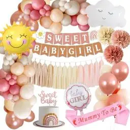 Produktbild: Baby Shower Deko, Babyparty Dekoration Mädchen Boho Rosa Its a Girl Deko Babyparty Deko ,Sweet baby girl Deko mit Mummy to be Schärpe, Baby Shower Banner, Babyshower deko Gender Reveal Deko