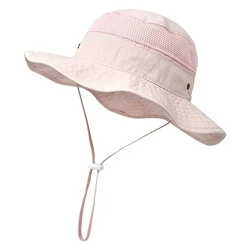 Produktbild: Baby Sonnenhut Kleinkind Jungen Mädchen Sonnenschutz Breite Krempe Strandhut Faltbare Fischerhut mit Verstellbarem Kinnriemen Atmungsaktiv Netzhut UV-Schutz Sommerhut Bucket Hat