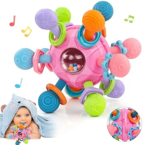 Produktbild: Baby Spielzeug 6 Monate Greifball für Babys, Sensorik Babyspielzeug ab 0-6 Monate Rassel Baby Spielzeug ab 0 3 6 9 Monate, Montessori Spielzeug Baby 0-12 Monate Geschenk für Junge und Mädchen(Blau)
