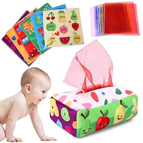 Produktbild: YOGINGO Baby Spielzeug 6 Monate - Tissue Box Montessori Sensorik Hohem Kontrast Spielsachen, Jungen & Mädchen Kinder Frühes Lernspielzeug Geschenke