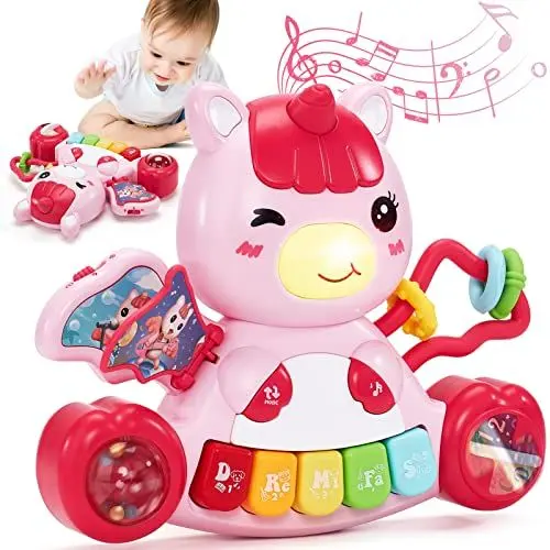Produktbild: hahaland Baby Spielzeug 6 Monate Musikspielzeug Keyboard Piano Aktivität Lernspielzeug Einhorn Baby Geschenk Junge mädchen ab 6 12 18 Monate taufgeschenke Jungen Kinderspielzeug ab 1 Jahr