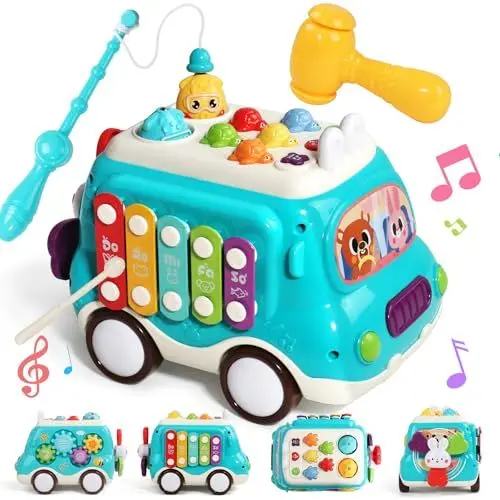 Produktbild: Baby Spielzeug ab 1 Jahr Kinderspielzeug ab 1 Jahr Montessori Spielzeug 1 2 Jahr Junge Mädchen Musik Lernspielzeug mit Xylophon Kinder, Hammerspiel, Angelspiel & Licht Geschenk 1 2 Jahr Junge Mädchen