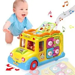 Produktbild: Baby Spielzeug ab 1 Jahr Pädagogisches Intellektuelles Bus Baby Spielzeug ab 12 18 Monate Tiergeräuschen/Musik/Bewegung Musikalischer Bus Kinderspielzeug ab 1 2 3 Jahre Mädchen Junge Geschenk