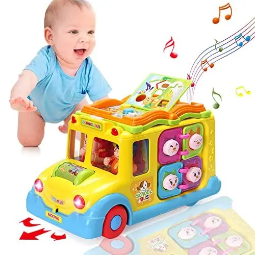 Produktbild: Baby Spielzeug ab 1 Jahr Pädagogisches Intellektuelles Bus Baby Spielzeug ab 12 18 Monate Tiergeräuschen/Musik/Bewegung Musikalischer Bus Kinderspielzeug ab 1 2 3 Jahre Mädchen Junge Geschenk