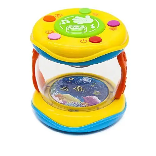 Produktbild: Baby Trommel mit Licht und Sound 10cm . Meerestrommel in handlicher Dimension für unterwegs. Reisespiel fürs Auto. Babyspielzeug für die Kleinsten