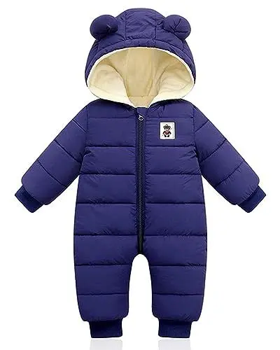 Produktbild: Baby Winter Overall mit Kapuze, Strampler Schneeanzug Jungen Mädchen Langarm Jumpsuit Warm Outfits Geschenk 6-9 Monate