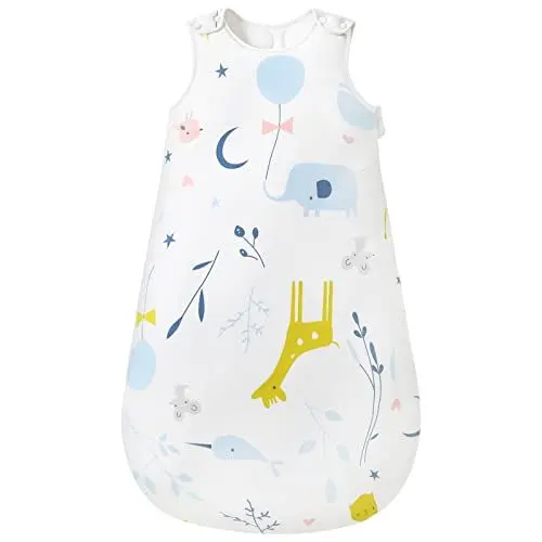 Produktbild: Baby Winter Schlafsack Kinderschlafsack 2.5 Tog Schlafsack aus Baumwolle Verschiedene Größen von der Geburt bis zum Alter von 18 Monaten Ganzjährig Schlafsack (weißesTier, (6-12 Monate))