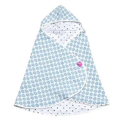 Produktbild: Babybadetuch Öko-Tex Standard 100 aus Baumwollmusselin Kapuzenhandtuch 65x130cm - Schiffe blau