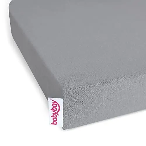 Produktbild: babybay Jersey Spannbetttuch Deluxe passend für die Modelle Maxi, Midi, Boxspring, Comfort und Comfort Plus, grau, 89 x 50 cm (1er Pack)