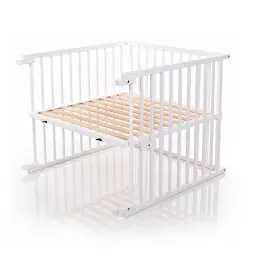 Produktbild: babybay Kinderbett Umbausatz für Beistellbetten stufenlos verstellbar passend für Modell Maxi und Boxspring / Babybett Größe: 140 cm x 89 cm aus massivem Buchenholz (weiß lackiert)