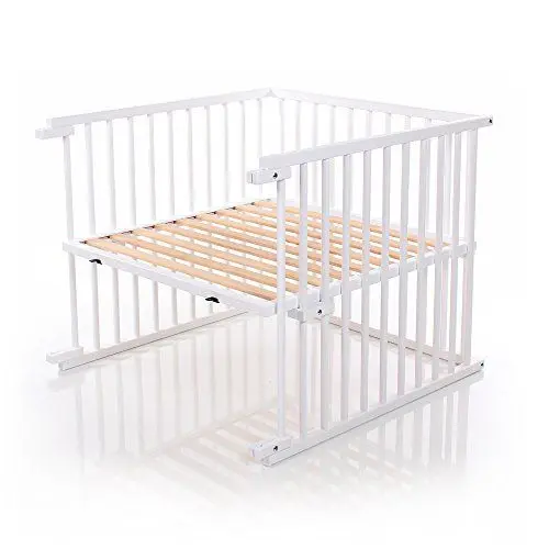 Produktbild: babybay Kinderbett Umbausatz für Beistellbetten stufenlos verstellbar passend für Modell Maxi und Boxspring / Babybett Größe: 140 cm x 89 cm aus massivem Buchenholz (weiß lackiert)